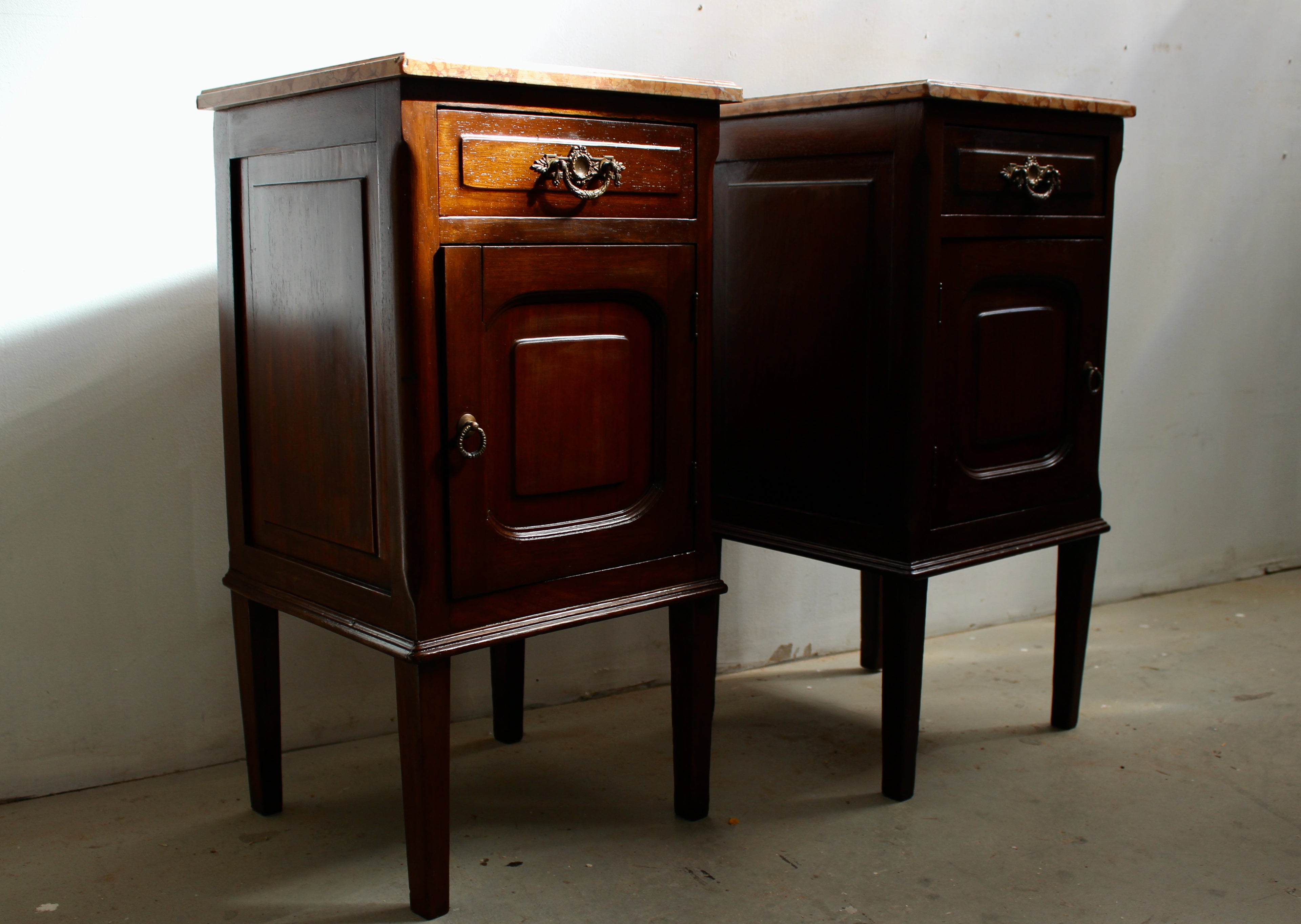 Antique Marble Top Bedside Table