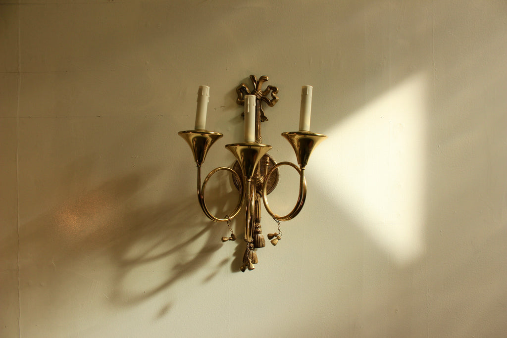 Brass Three-Light Trumpet-Form Wall Sconce