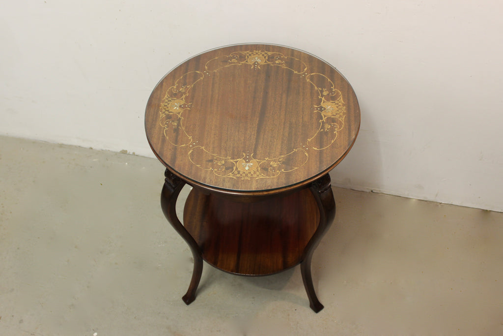 English Chippendale Style Mother-of-Pearl Inlaid Tea Table