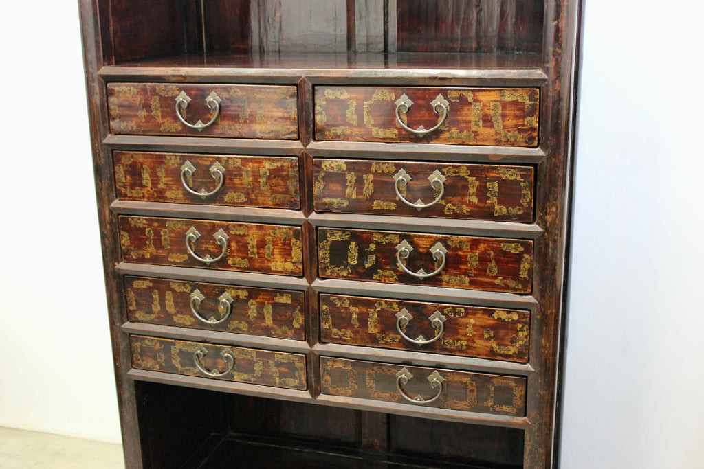 Large Korean Lacquered Elmwood Display Cabinet