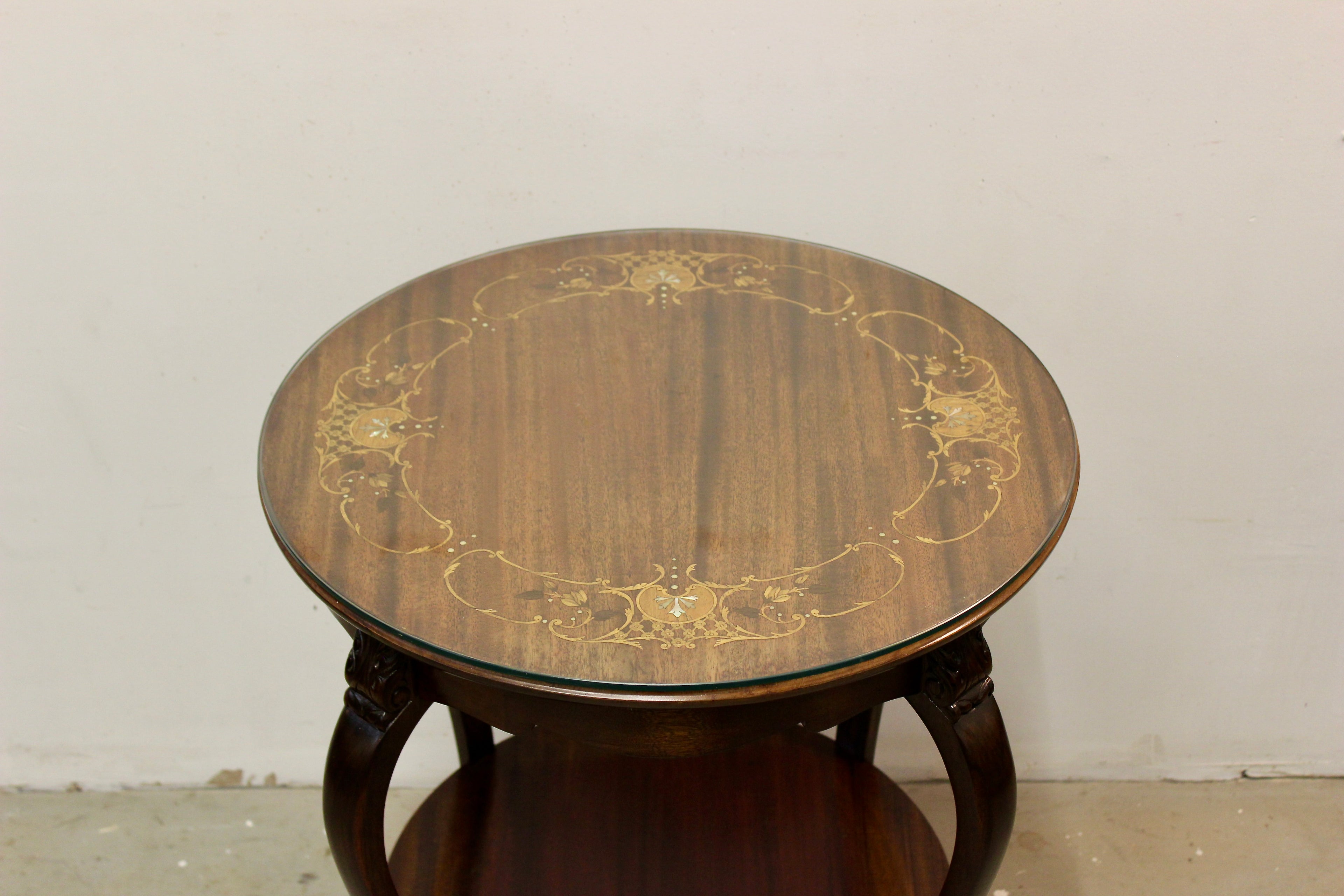 English Chippendale Style Mother-of-Pearl Inlaid Tea Table
