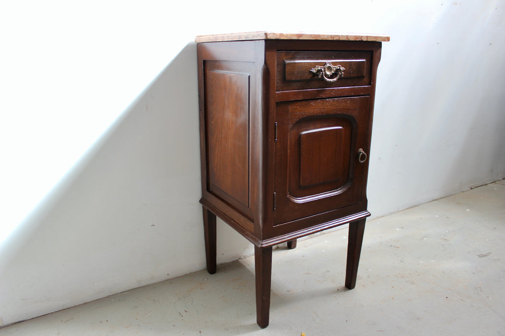 Antique Marble Top Bedside Table