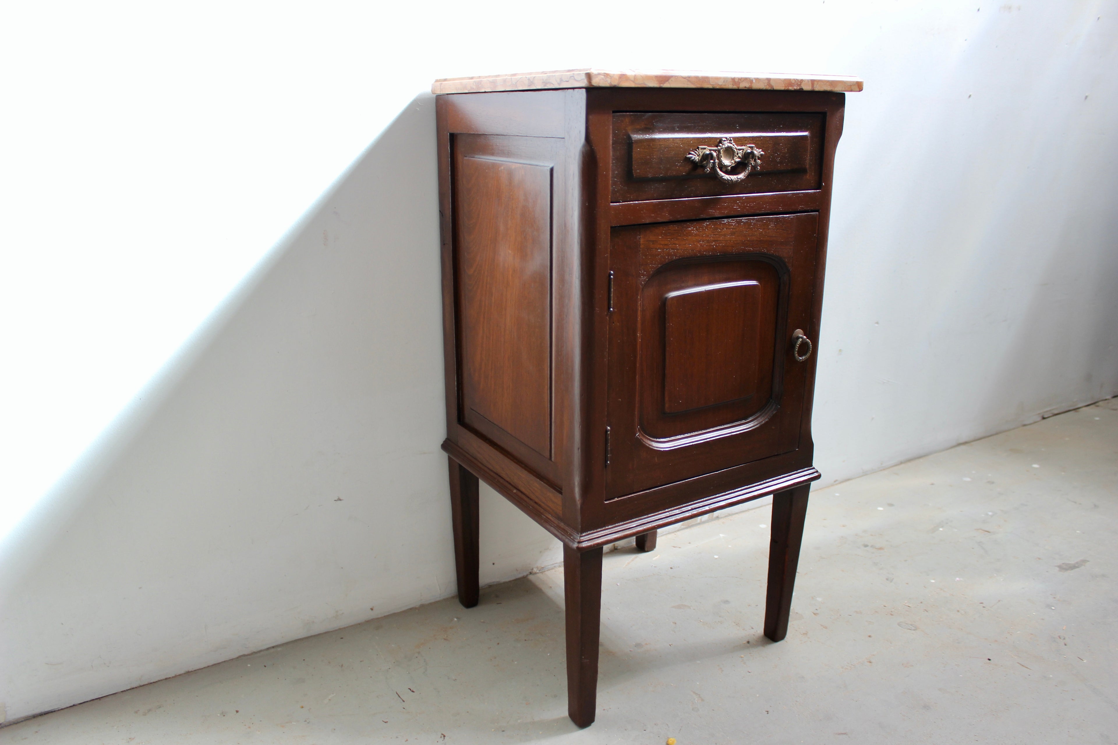 Antique Marble Top Bedside Table