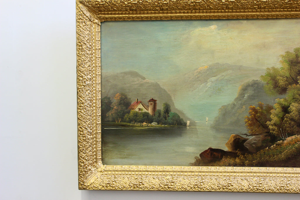 Vintage Scenic Oil on Board in Gilt Frame