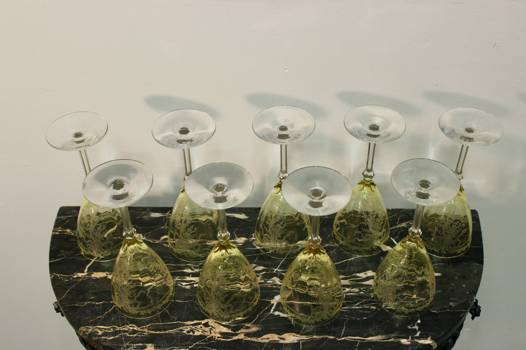 Vintage Fostoria June Glass Decanter and Goblet Set