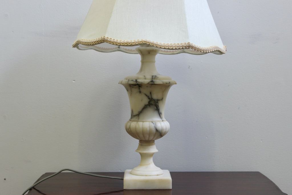 Carved Alabaster Vintage Table Lamp