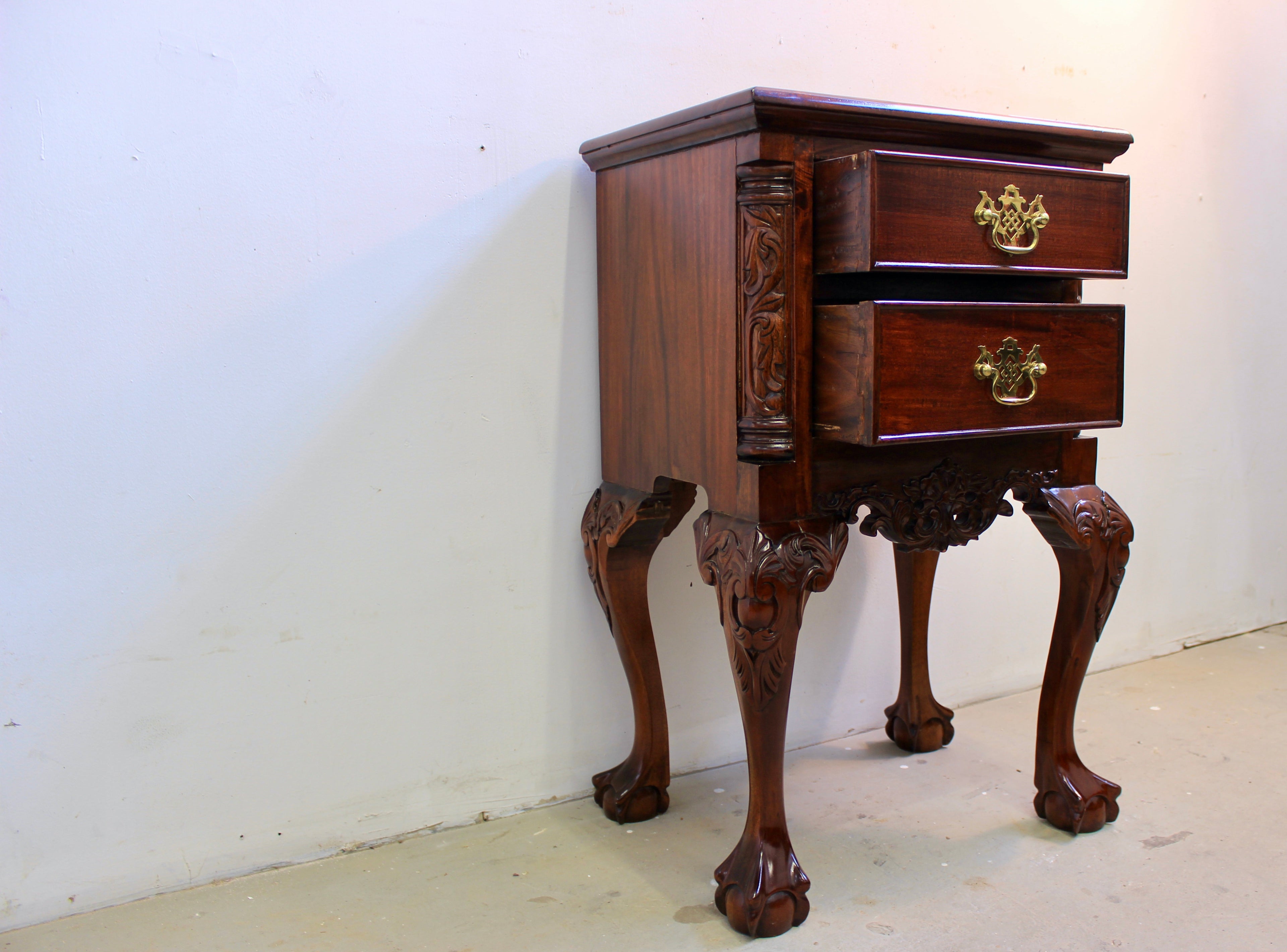 Mahogany Chippendale Style Clawfoot Side Table