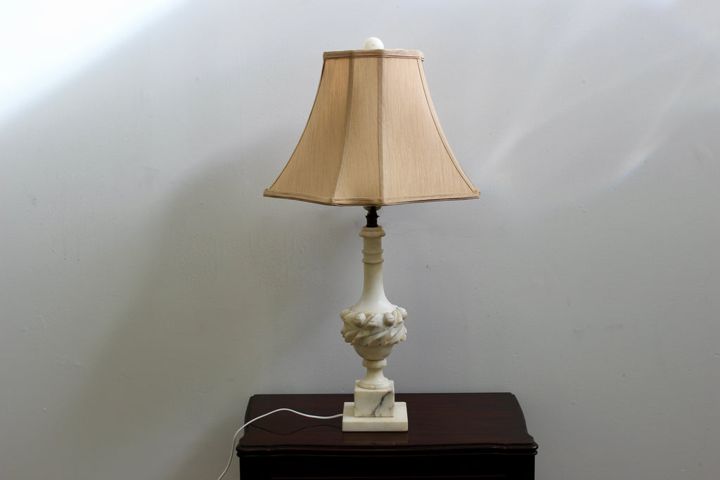 Carved Alabaster Vintage Table Lamp
