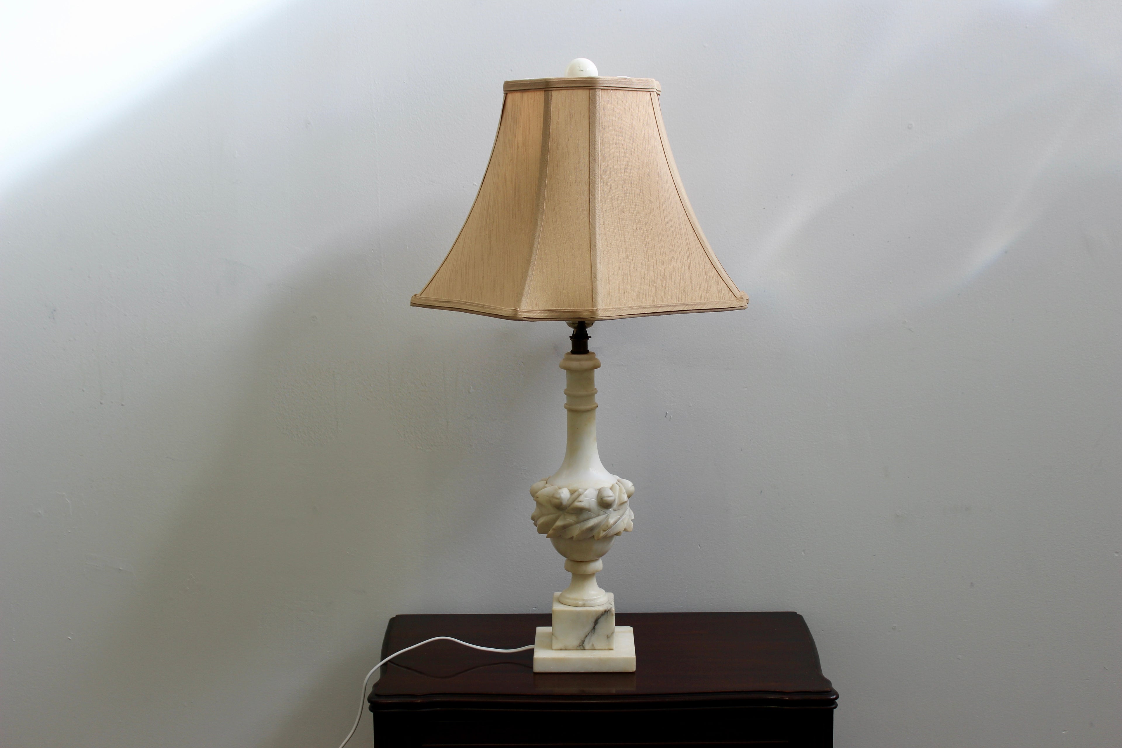 Carved Alabaster Vintage Table Lamp