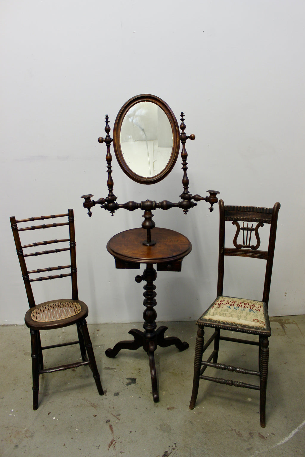 Antique Victorian Walnut Petite Music Chairs
