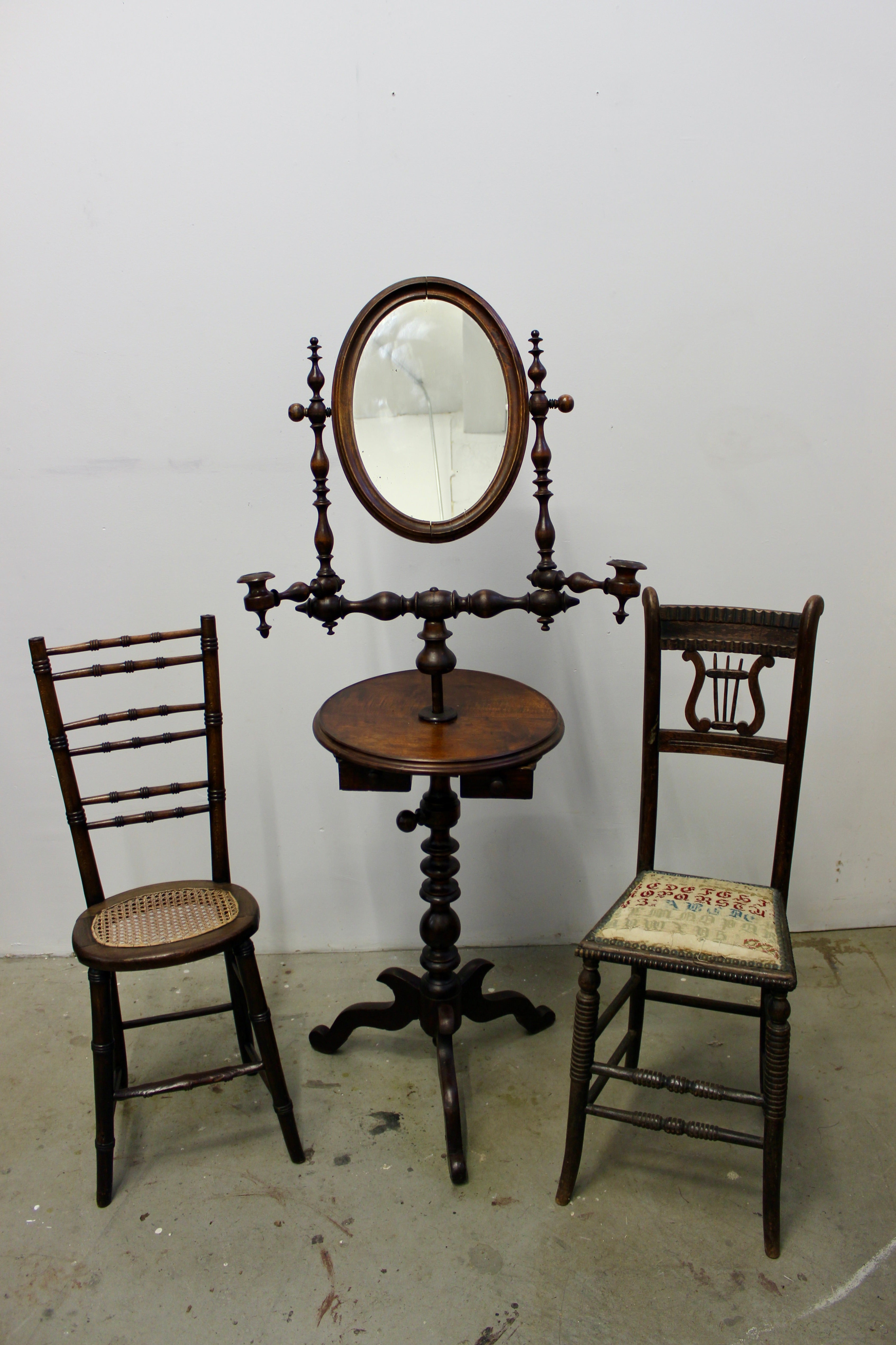 Antique Victorian Walnut Petite Music Chairs