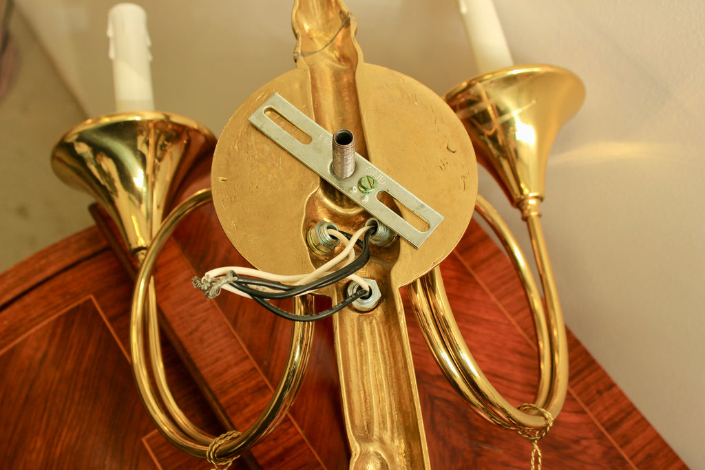 Brass Three-Light Trumpet-Form Wall Sconce