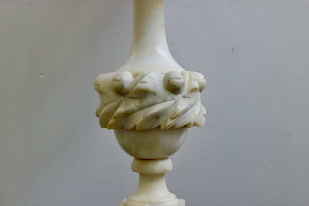Carved Alabaster Vintage Table Lamp