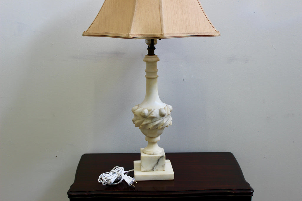 Carved Alabaster Vintage Table Lamp