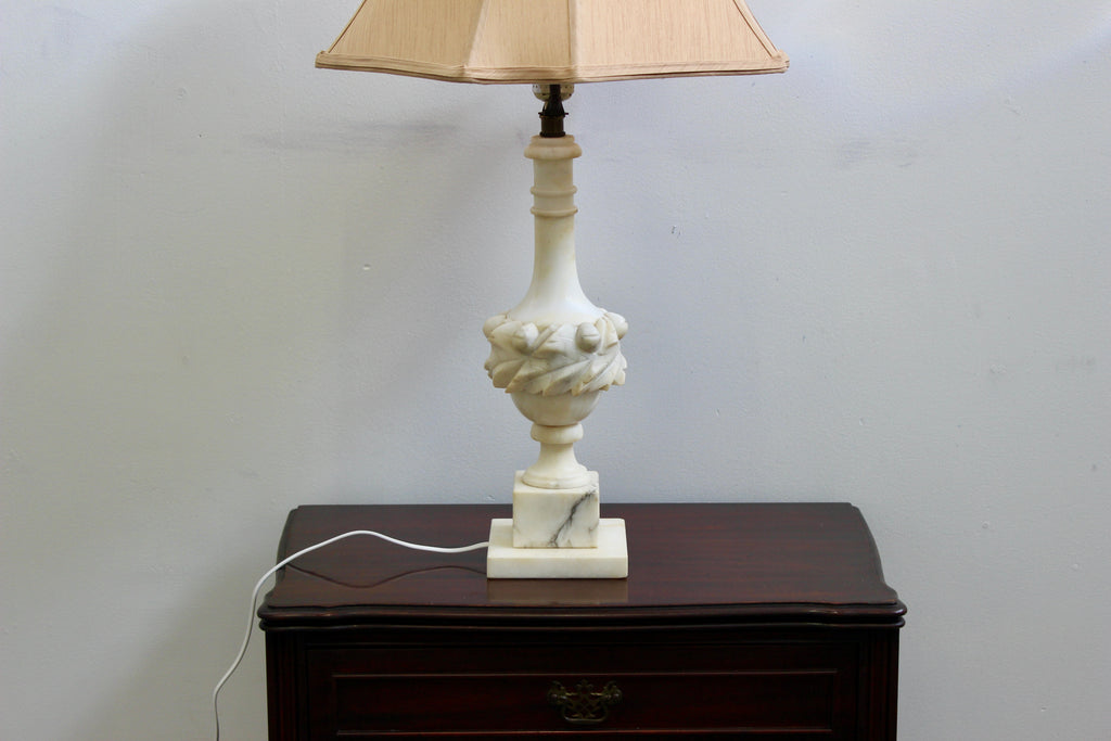 Carved Alabaster Vintage Table Lamp