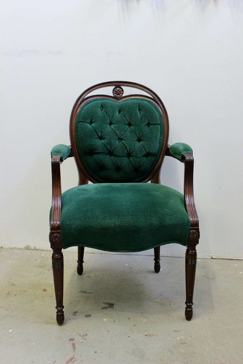 Victorian Style Green Upholstered Open Armchair