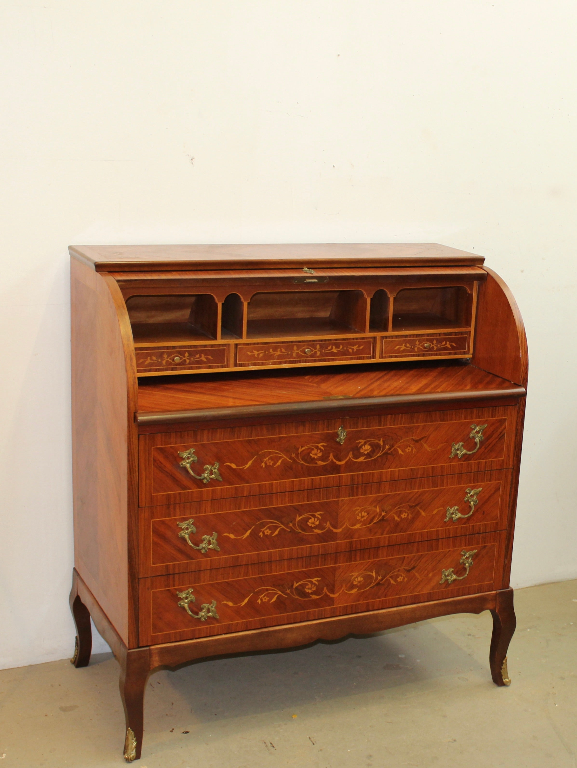 French Style Marquetry Inlaid Secretaire by Möbelbolaget Tranås