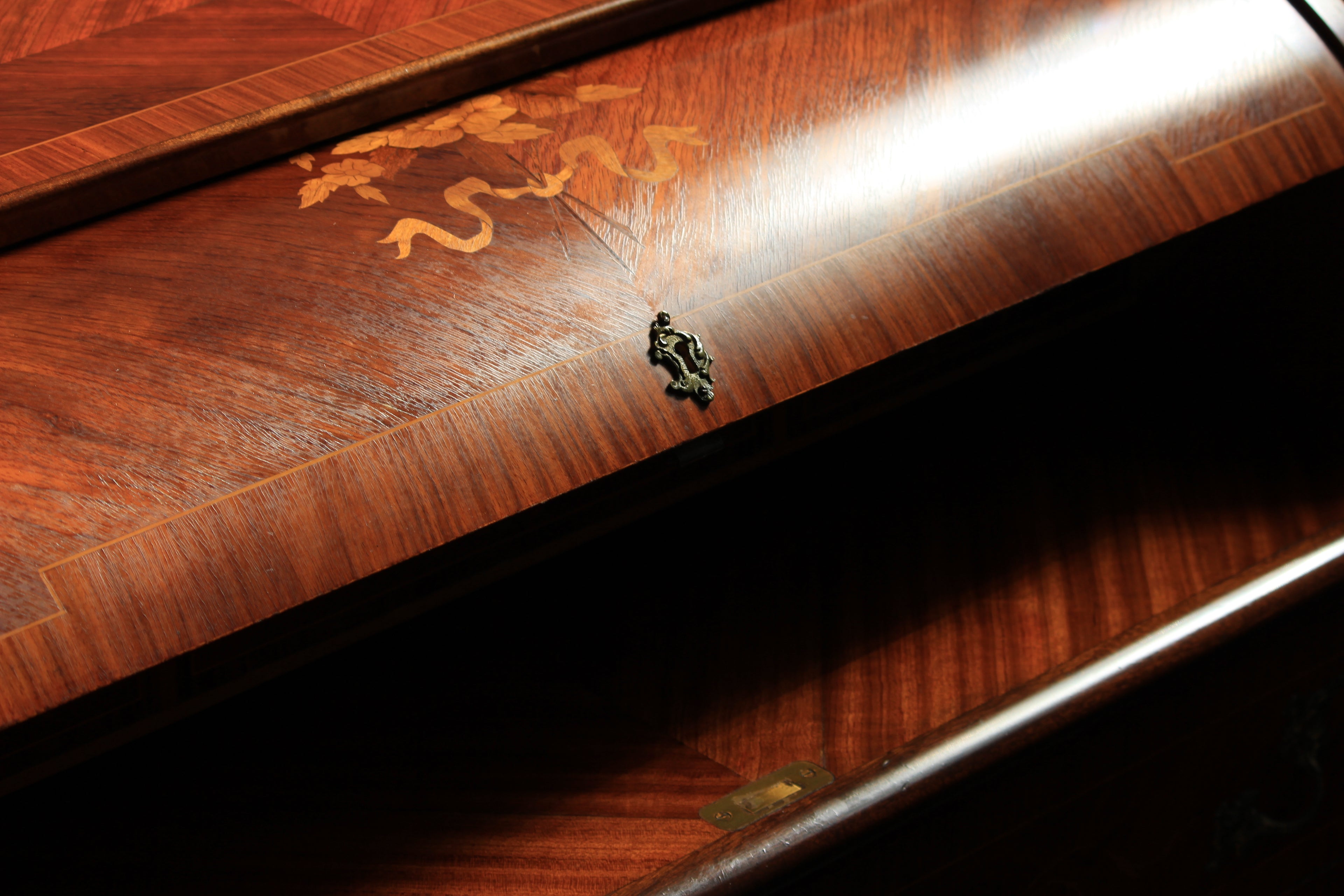 French Style Marquetry Inlaid Secretaire by Möbelbolaget Tranås