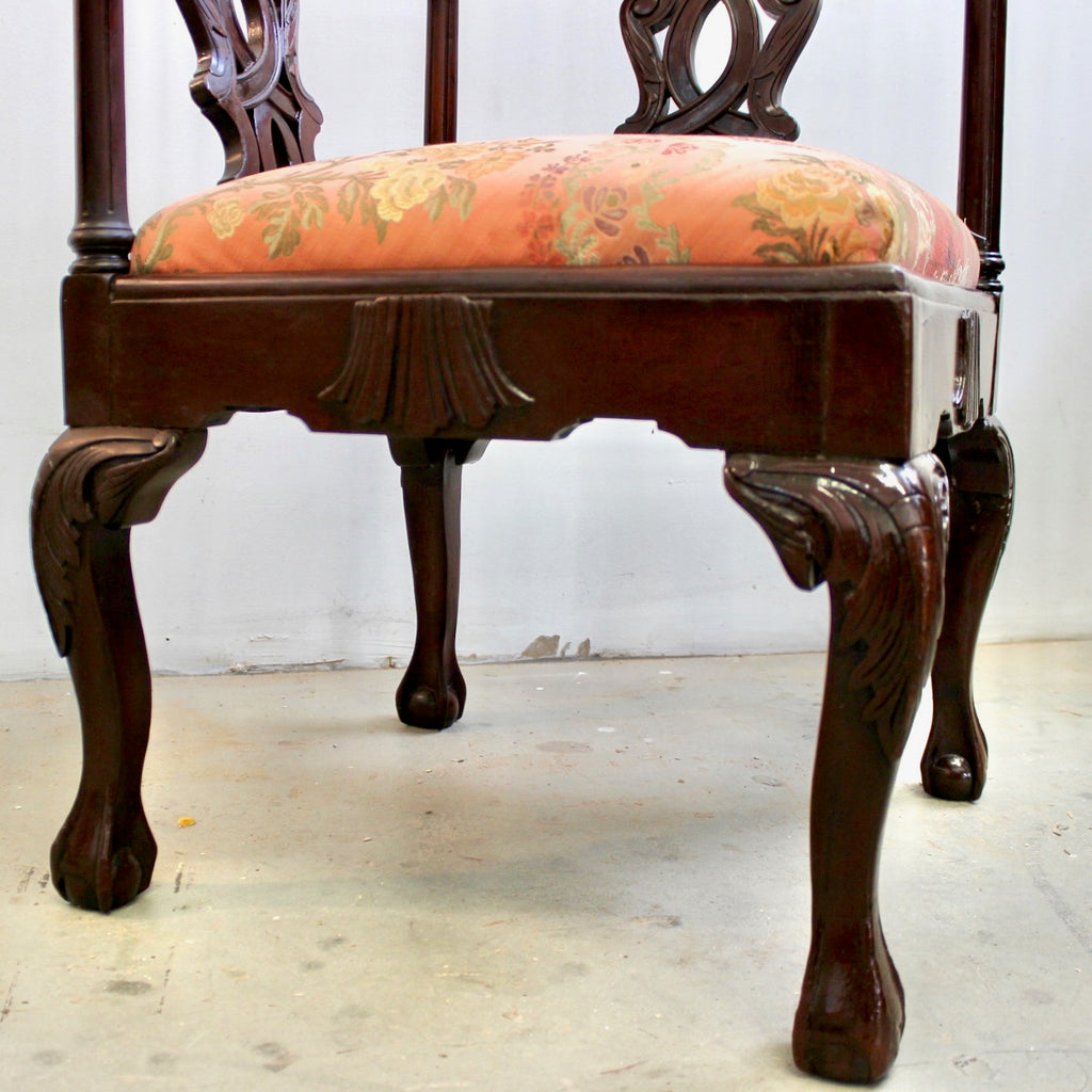 Chippendale Style Carved Mahogany Corner Chair