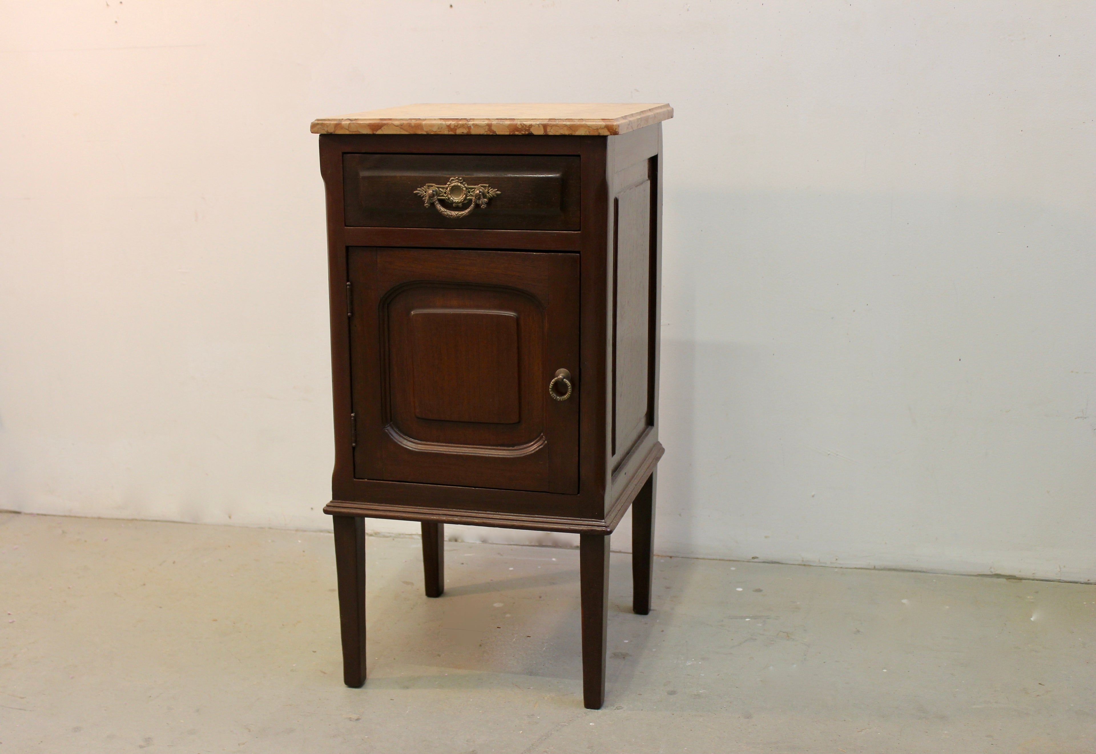 Antique Marble Top Bedside Table