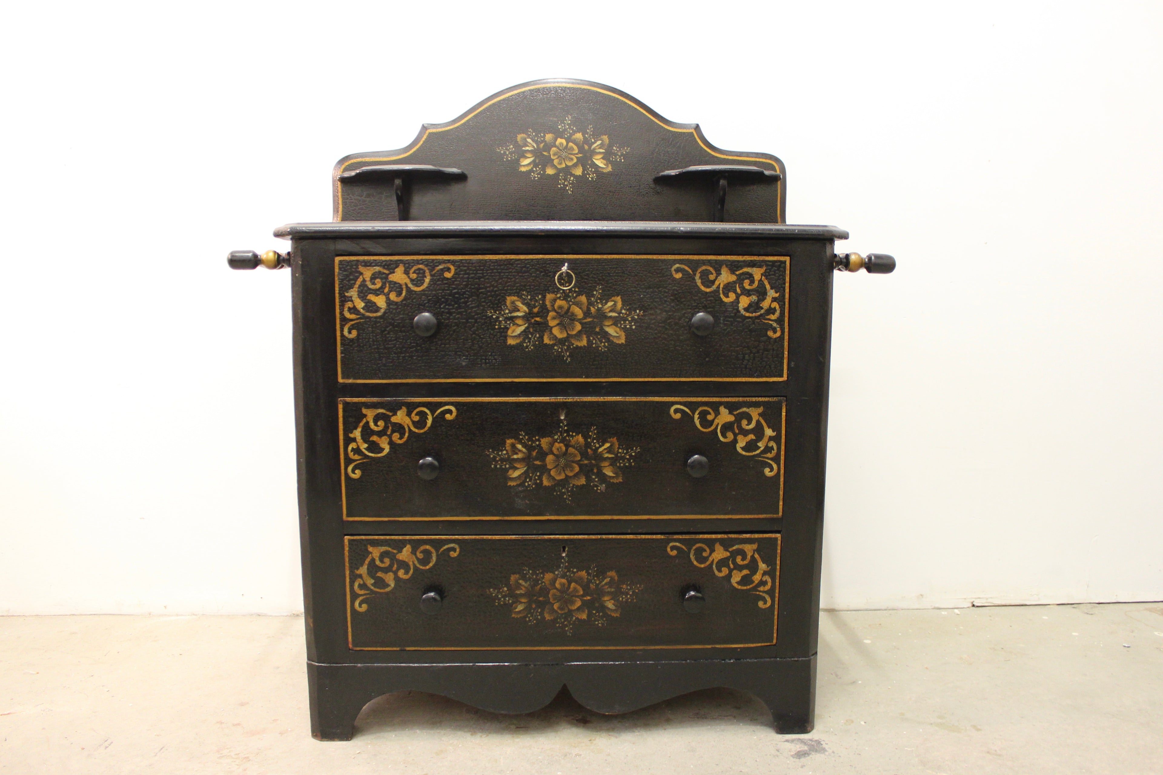 Antique American Black-Painted Chest of Drawers