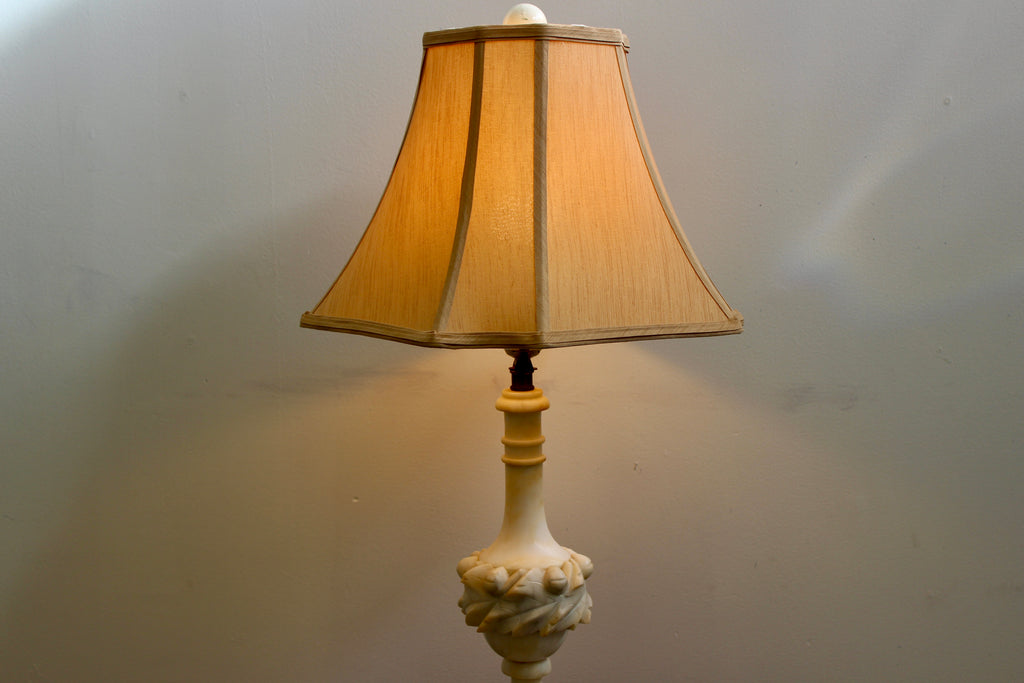 Carved Alabaster Vintage Table Lamp