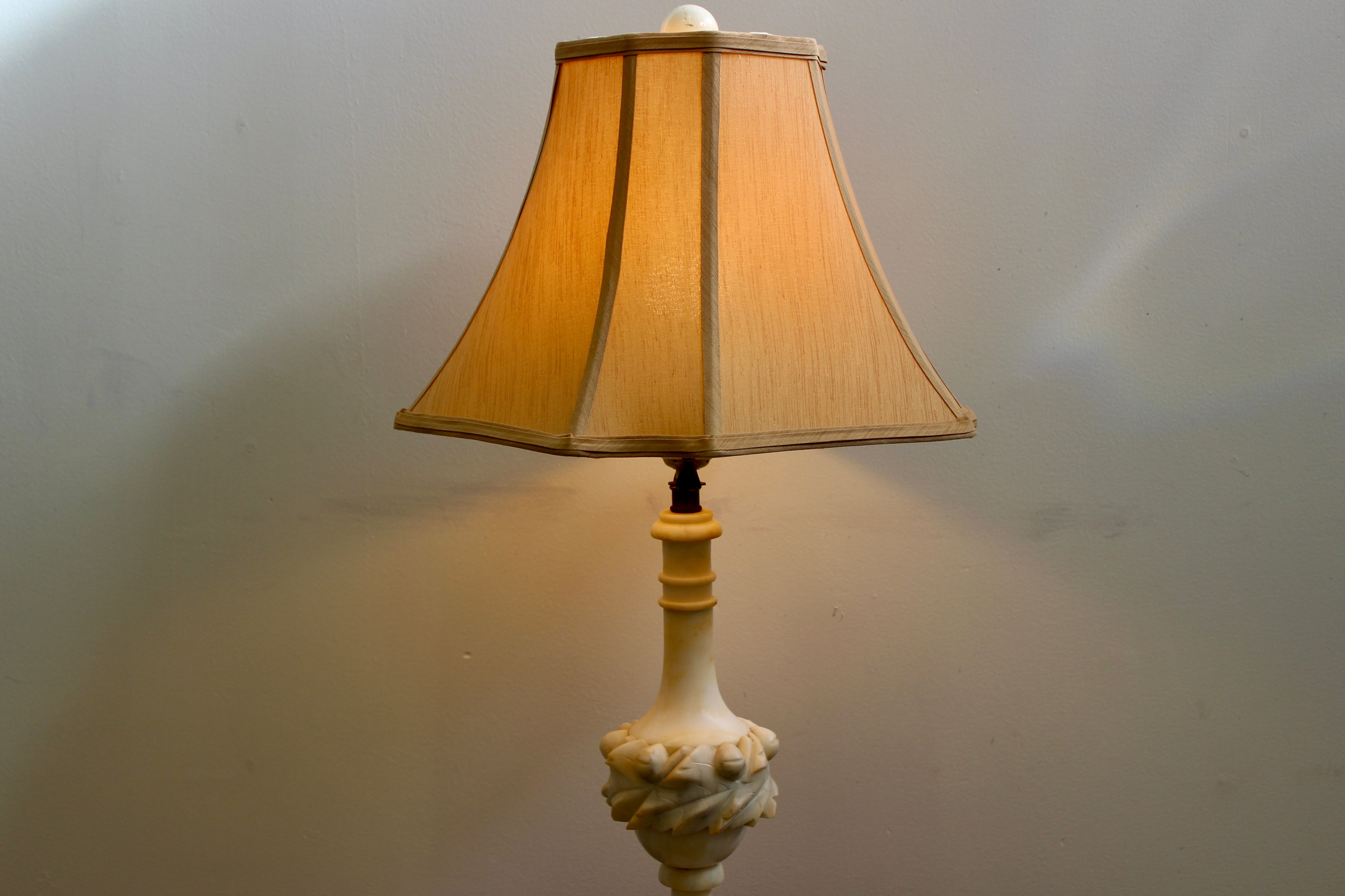 Carved Alabaster Vintage Table Lamp