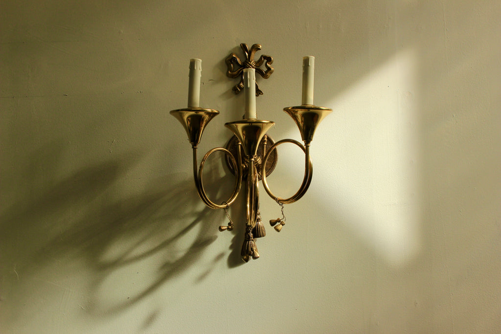 Brass Three-Light Trumpet-Form Wall Sconce