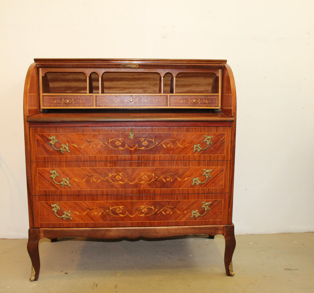 French Style Marquetry Inlaid Secretaire by Möbelbolaget Tranås