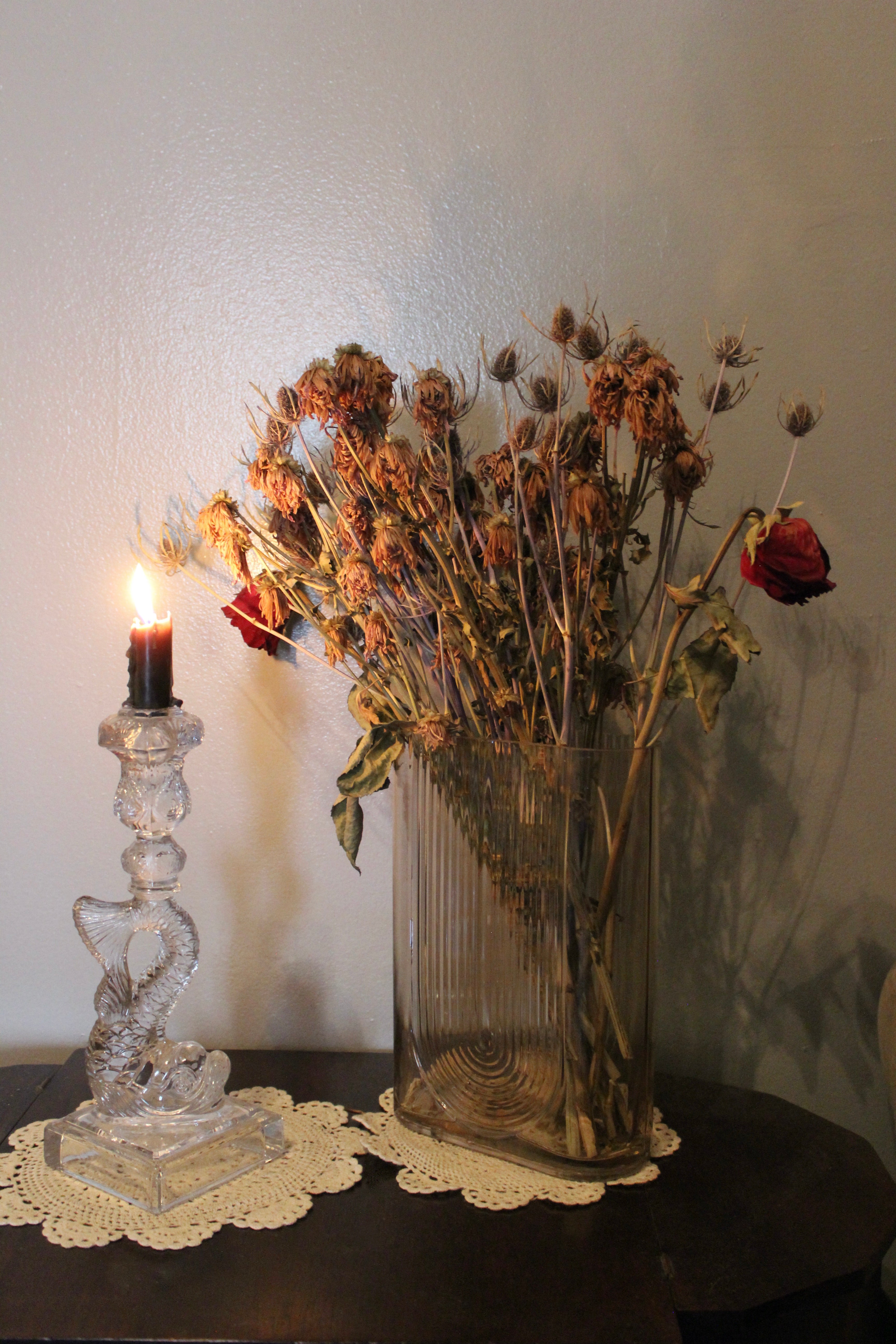Met Museum 1970s Pressed Glass Dolphin-Form Candlestick