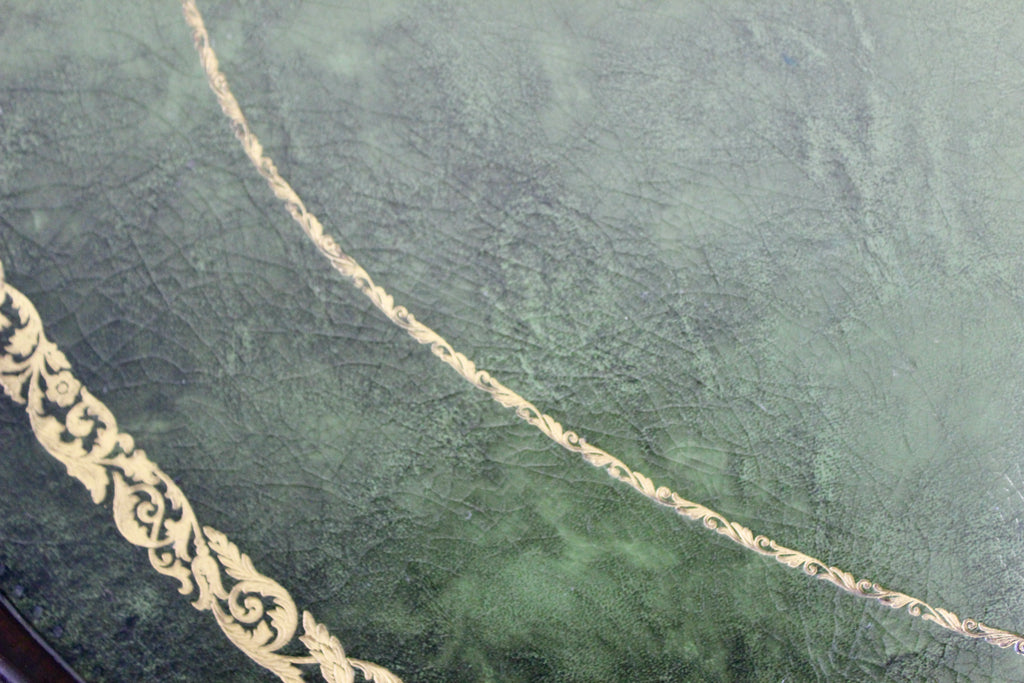 Victorian Style Mahogany Tray Leather Top Coffee Table