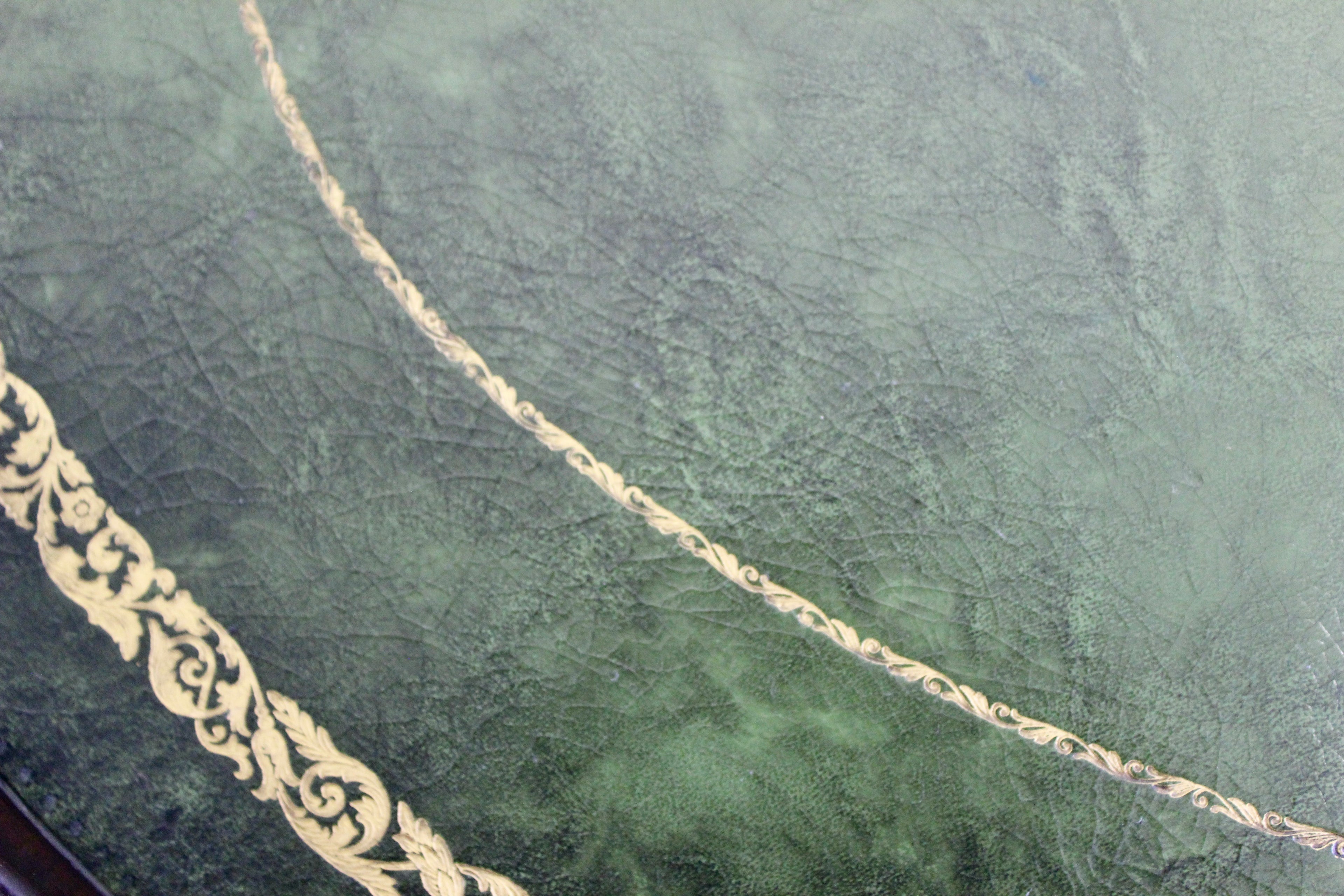 Victorian Style Mahogany Tray Leather Top Coffee Table