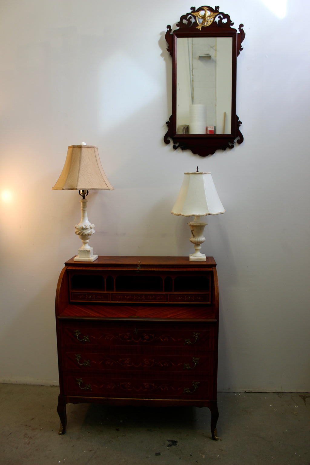 Carved Alabaster Vintage Table Lamp
