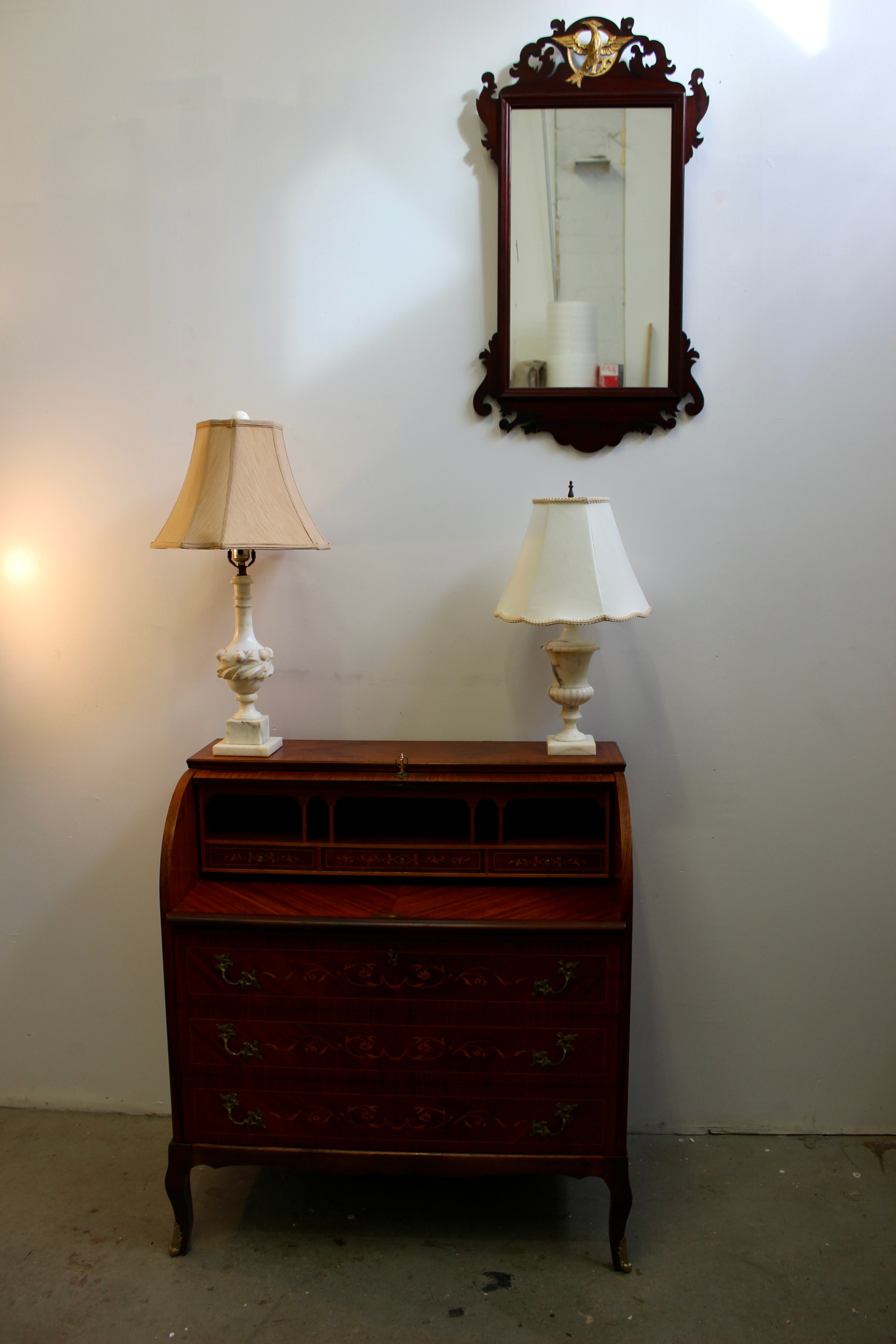 Carved Alabaster Vintage Table Lamp