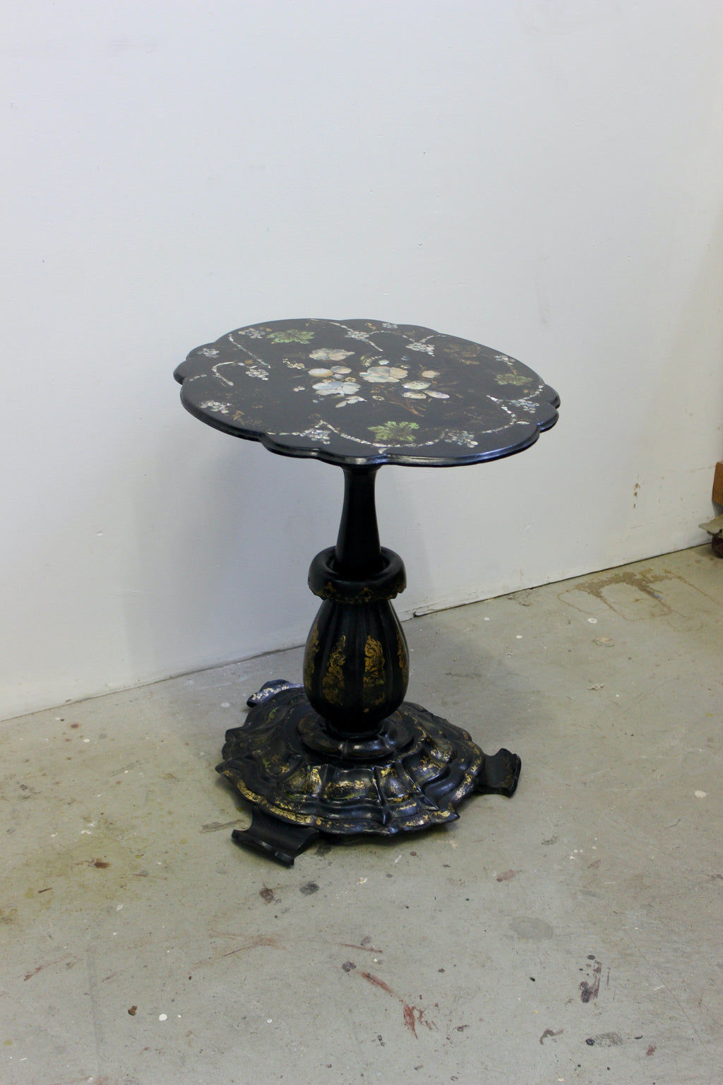 Victorian Paper-Mache Mother-of-Pearl Inlaid Tilt-Top Table