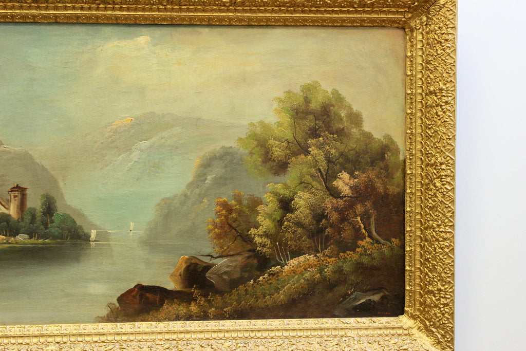 Vintage Scenic Oil on Board in Gilt Frame