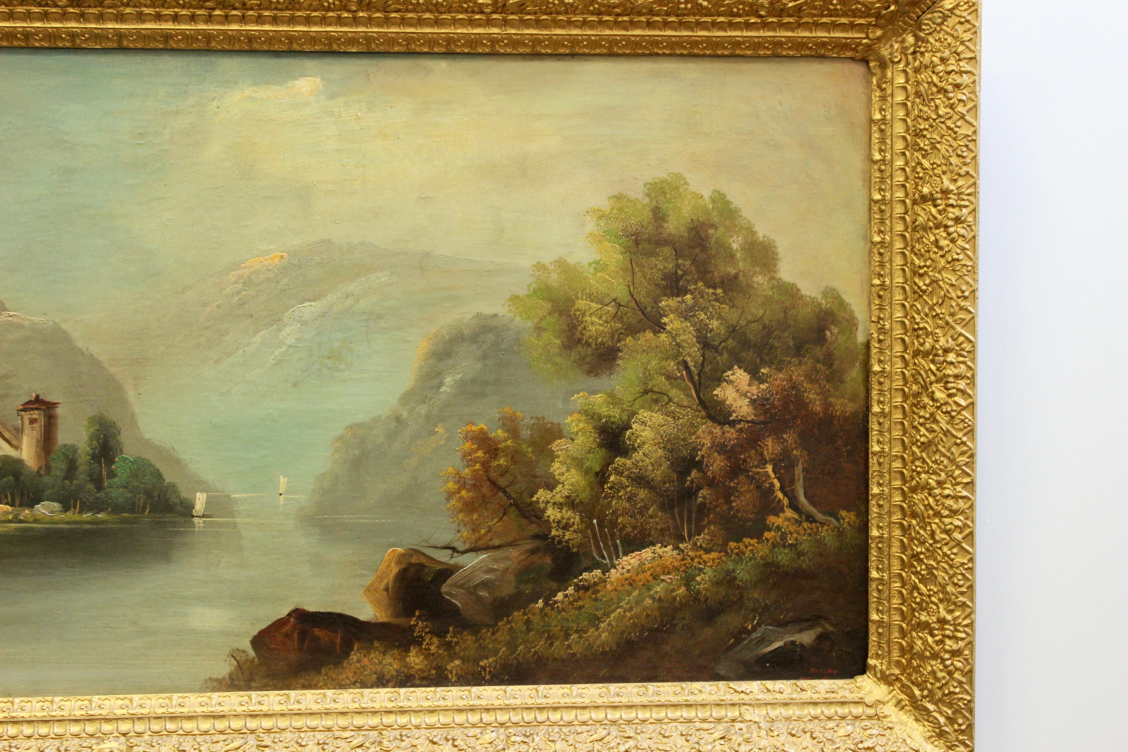 Vintage Scenic Oil on Board in Gilt Frame