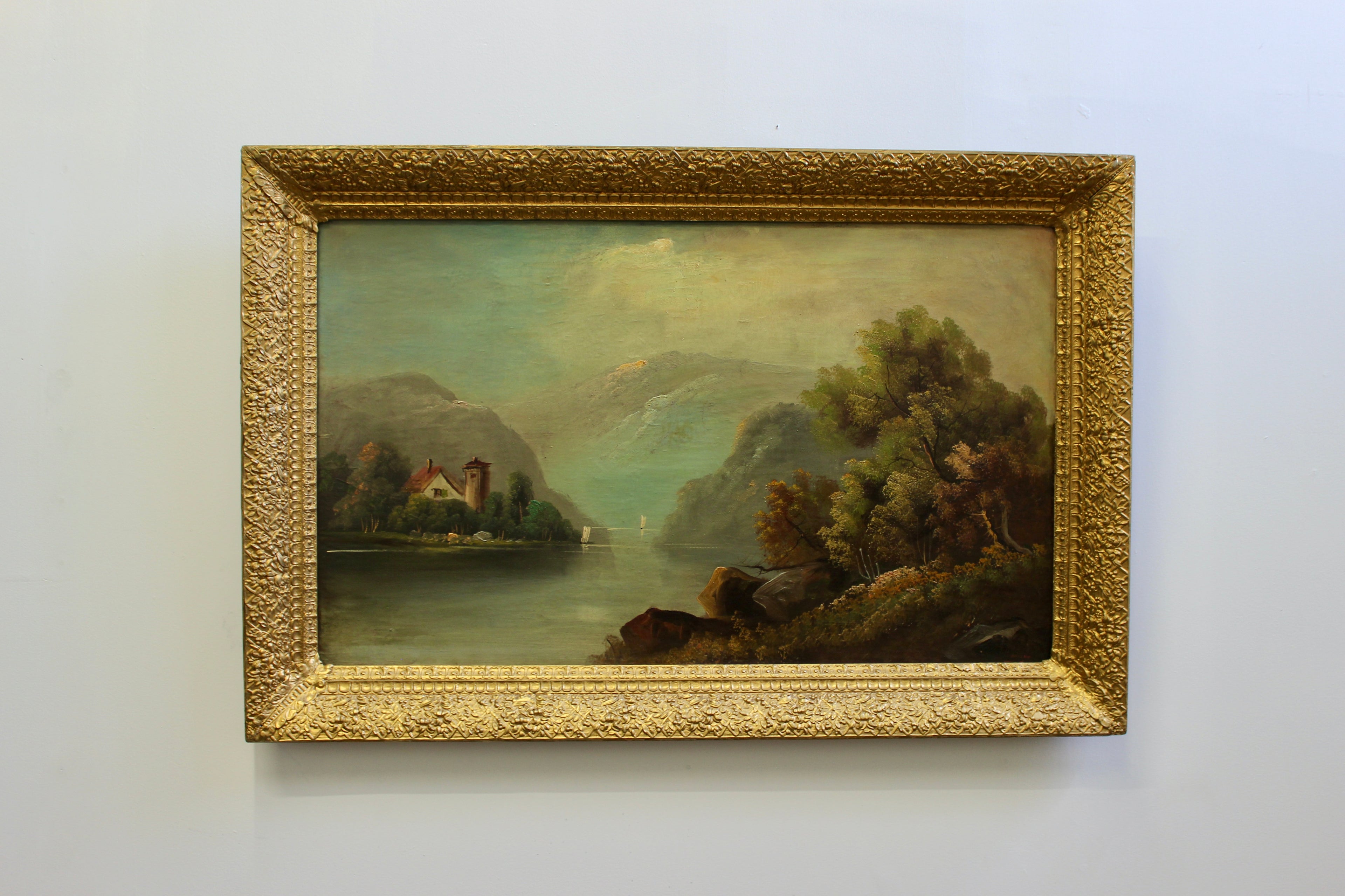 Vintage Scenic Oil on Board in Gilt Frame