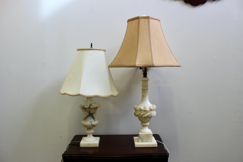 Carved Alabaster Vintage Table Lamp