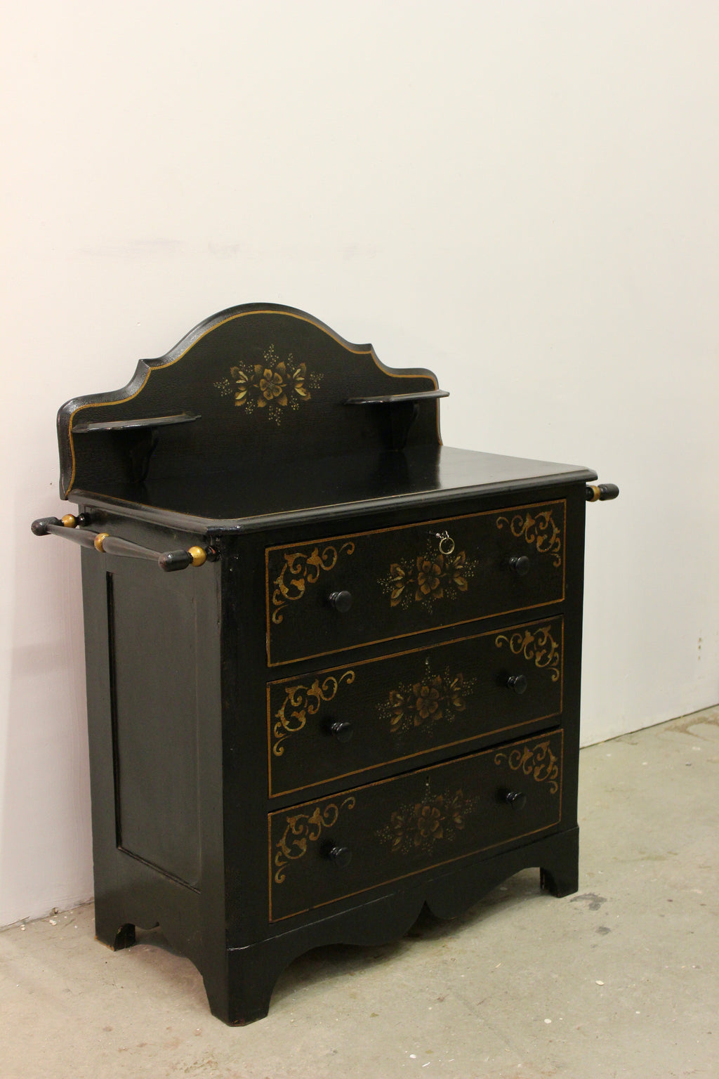 Antique American Black-Painted Chest of Drawers