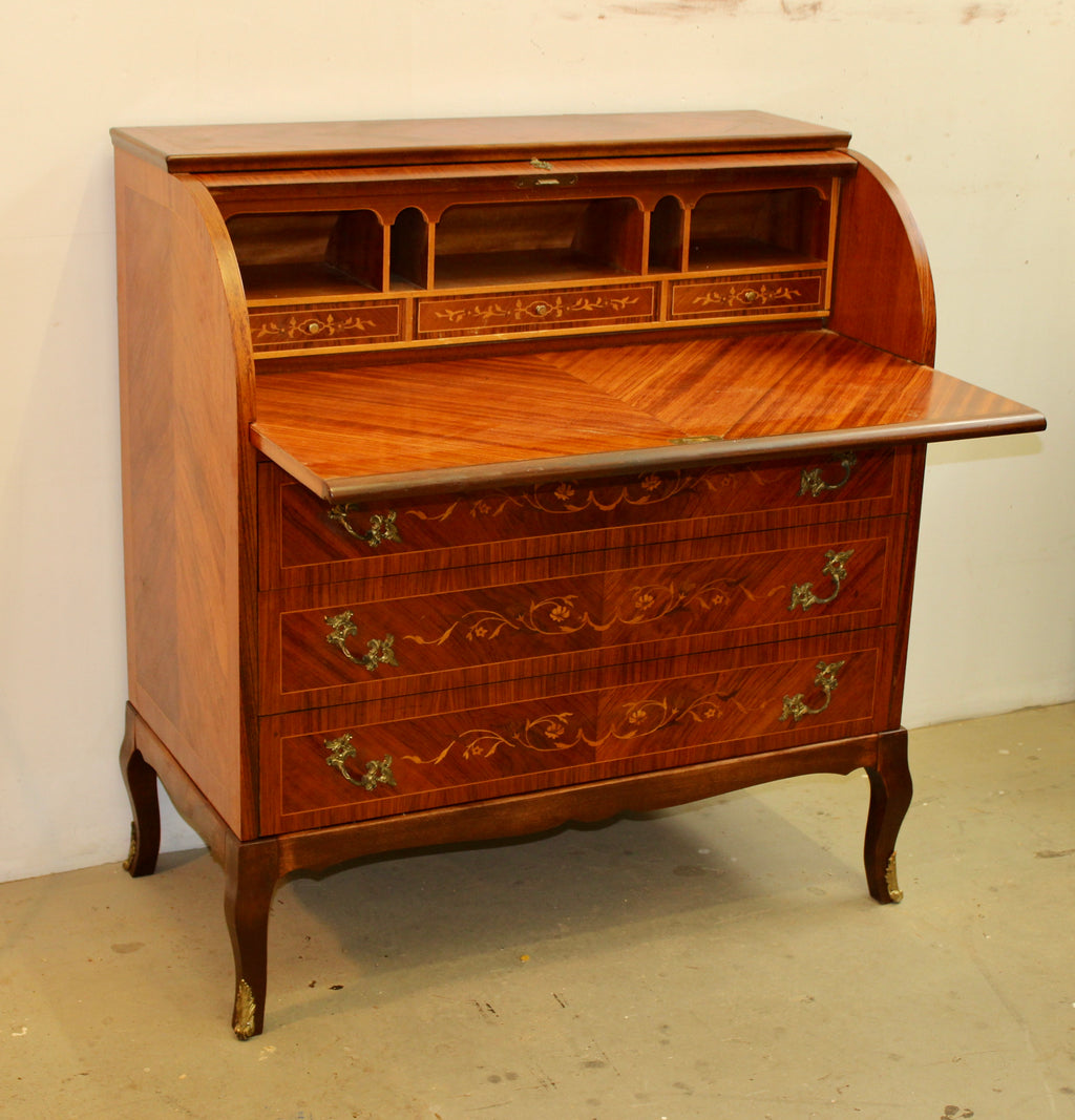 French Style Marquetry Inlaid Secretaire by Möbelbolaget Tranås