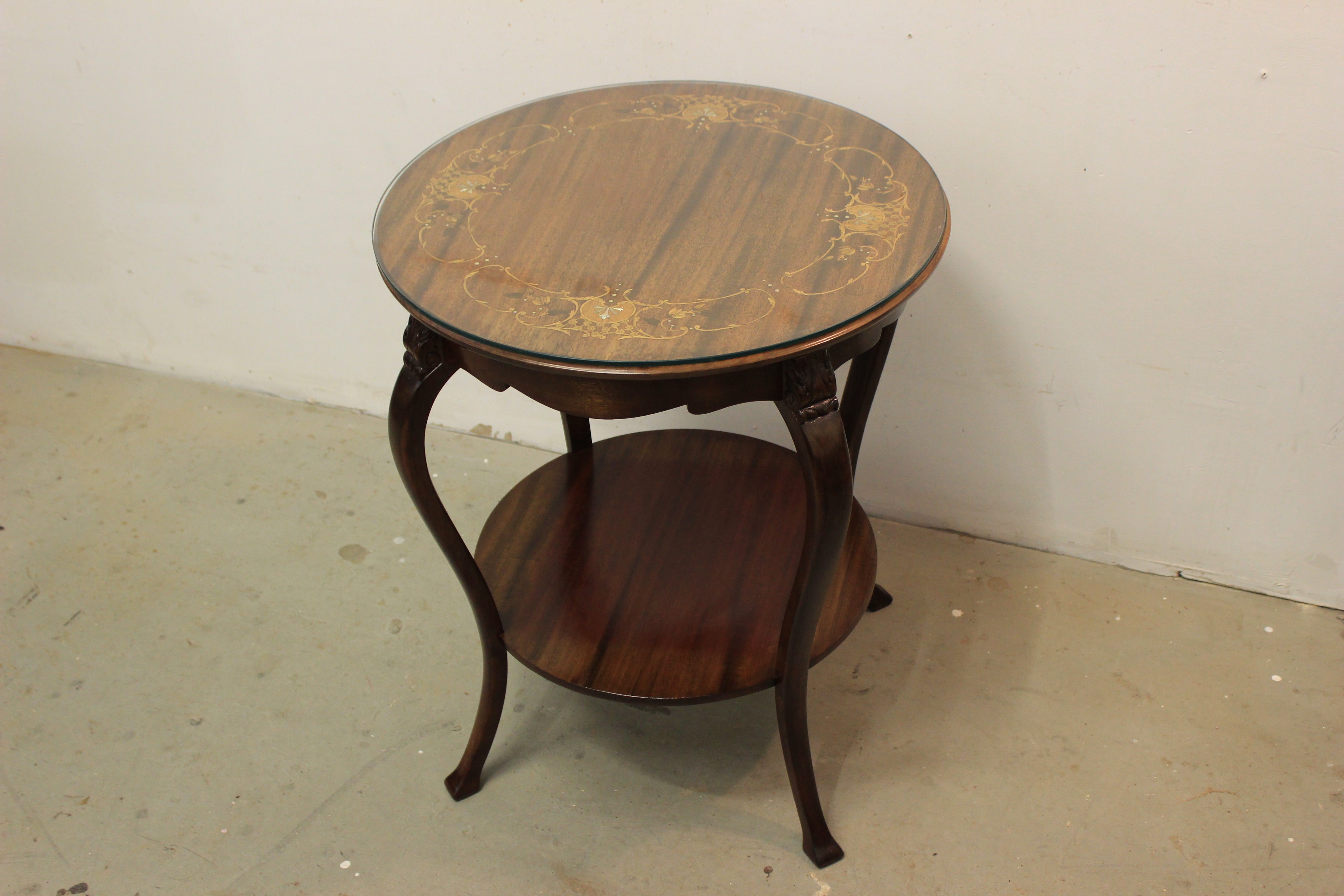 English Chippendale Style Mother-of-Pearl Inlaid Tea Table
