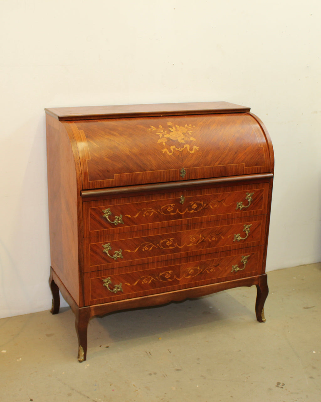 French Style Marquetry Inlaid Secretaire by Möbelbolaget Tranås
