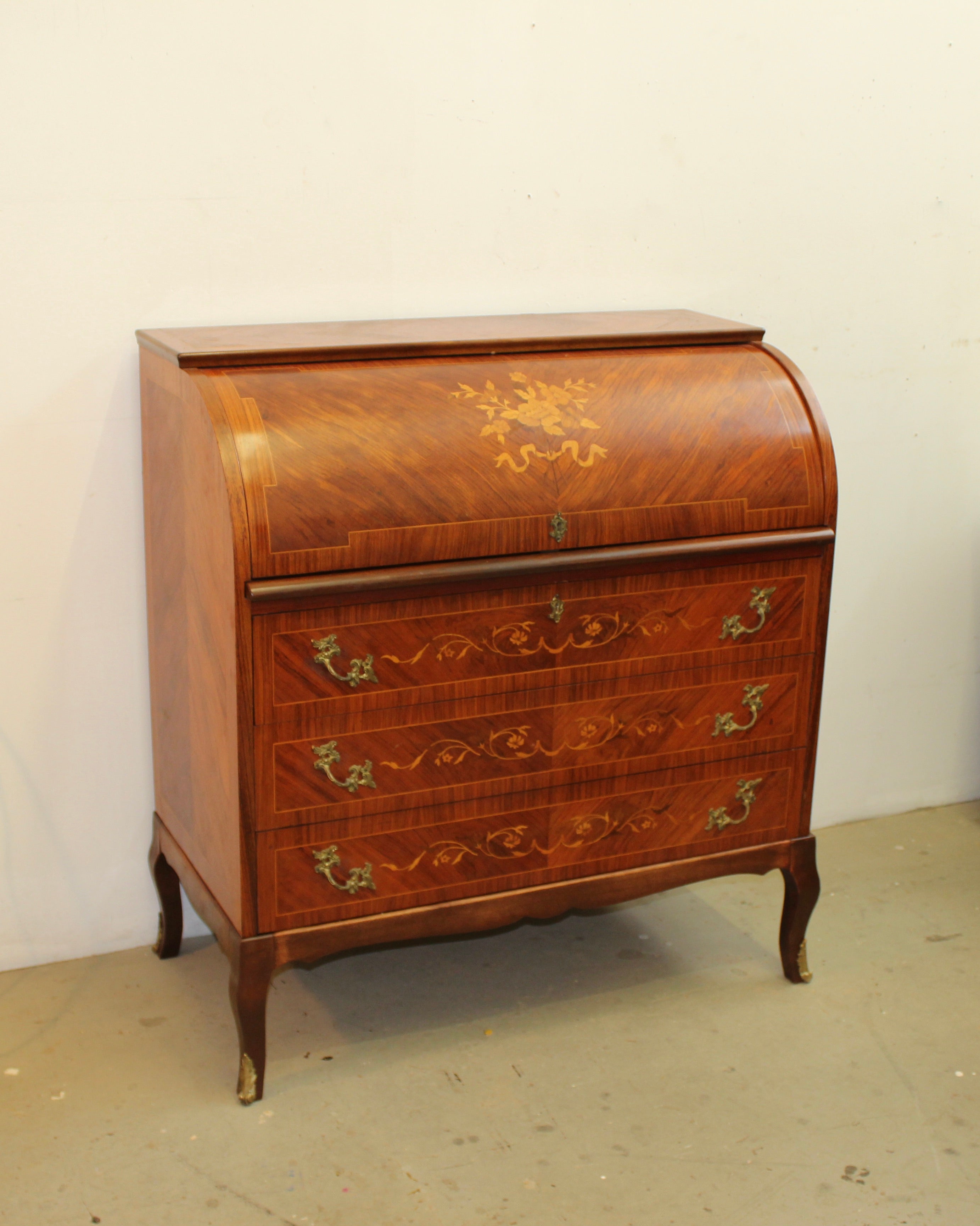 French Style Marquetry Inlaid Secretaire by Möbelbolaget Tranås
