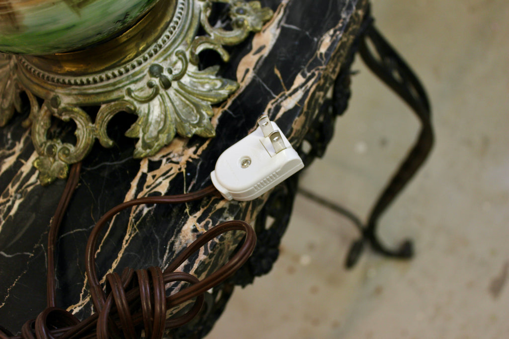 Hand Painted Porcelain Oil Lamp