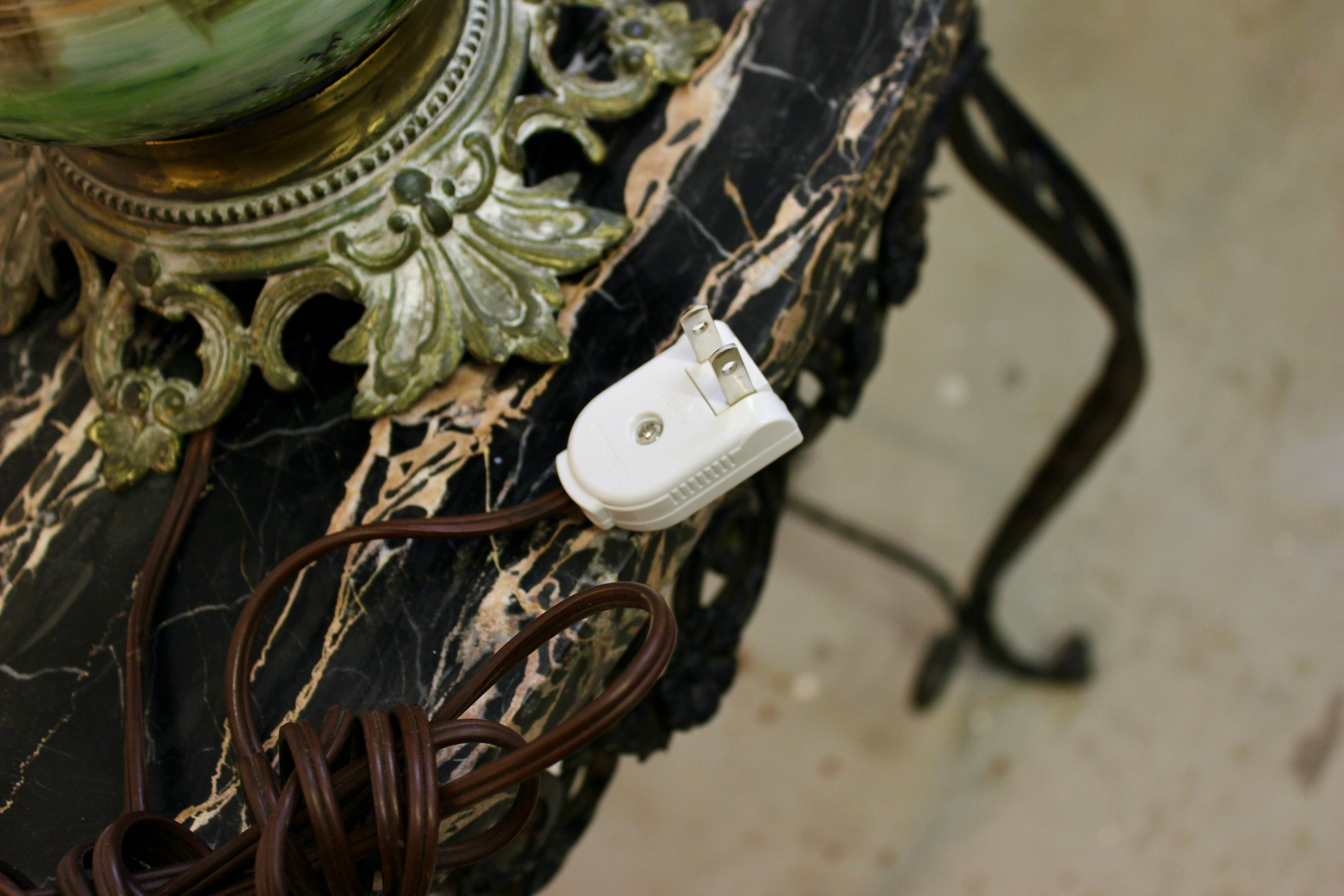 Hand Painted Porcelain Oil Lamp