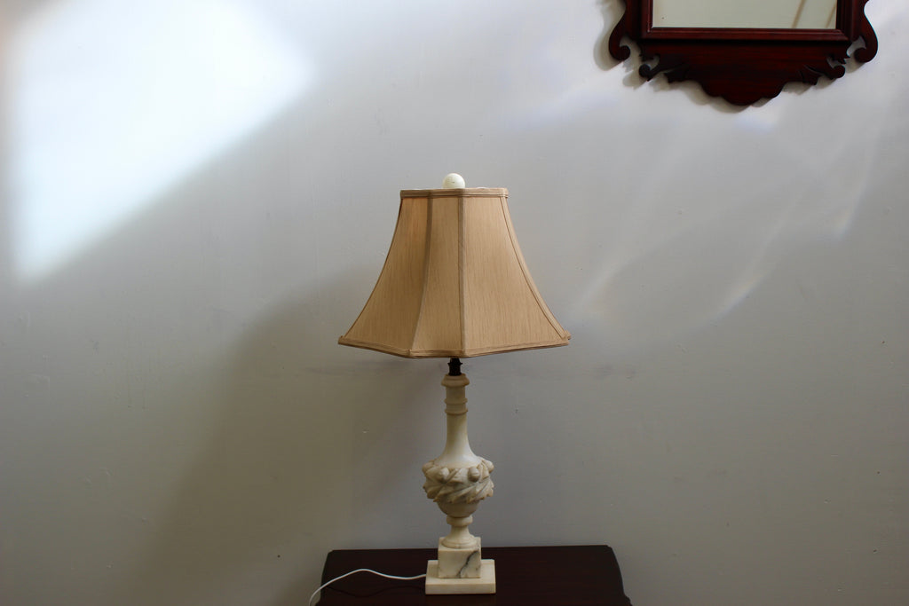 Carved Alabaster Vintage Table Lamp