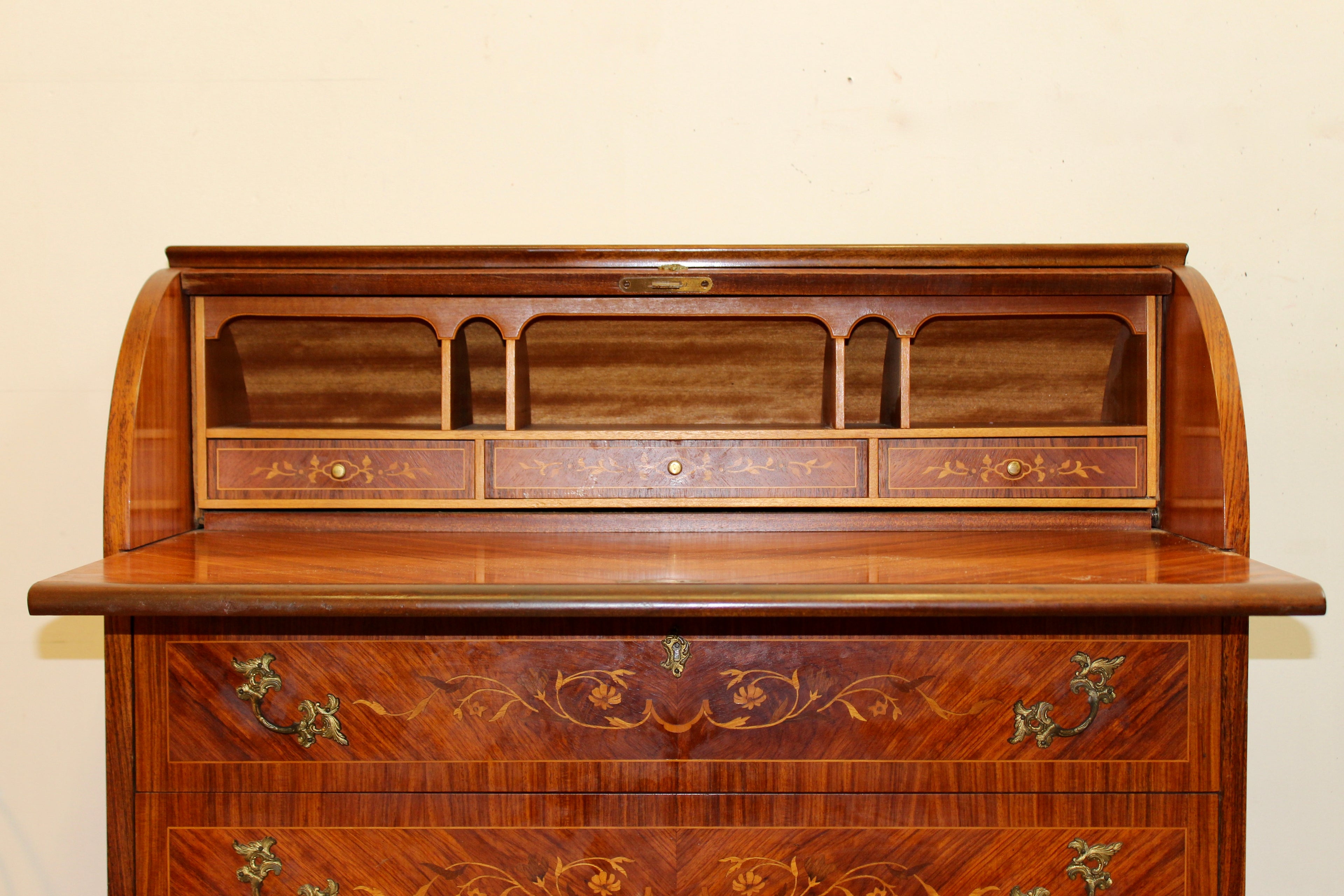 French Style Marquetry Inlaid Secretaire by Möbelbolaget Tranås