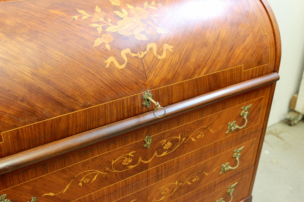 French Style Marquetry Inlaid Secretaire by Möbelbolaget Tranås