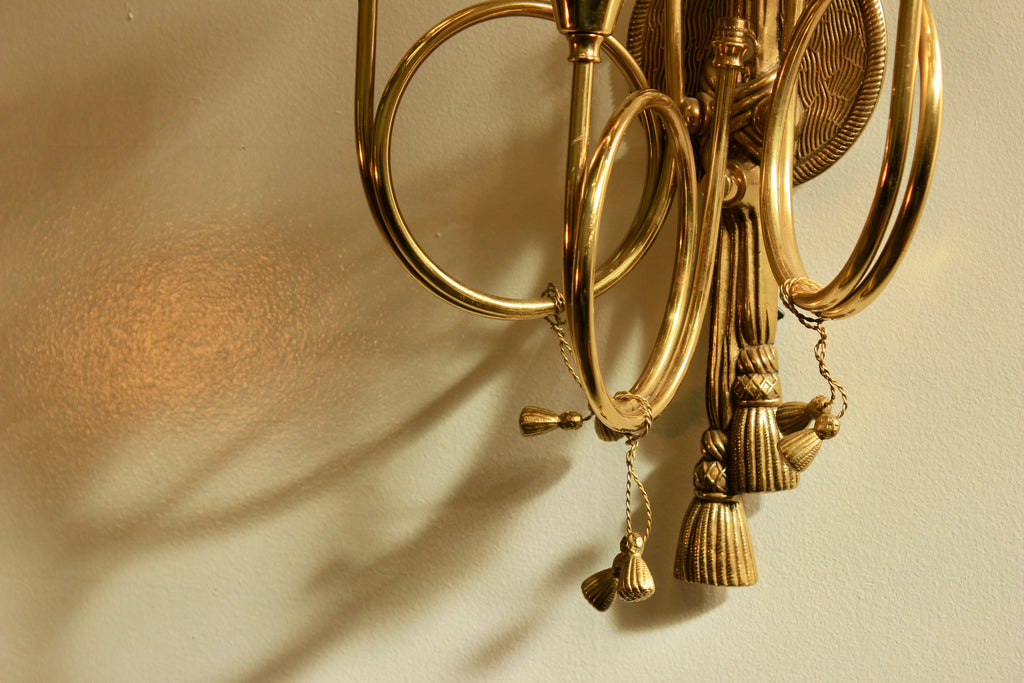 Brass Three-Light Trumpet-Form Wall Sconce